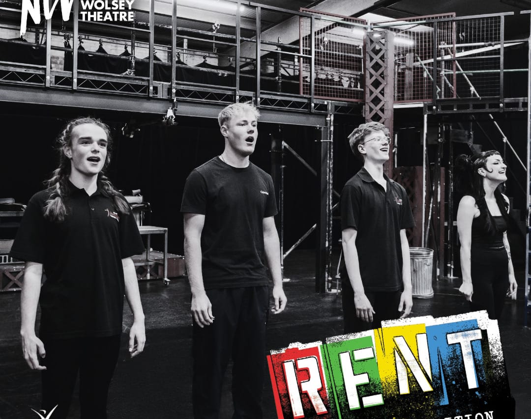 A rehearsal image from 'Rent - School Edition.'