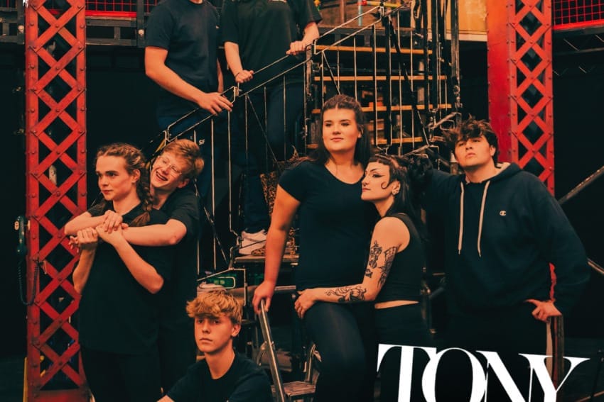 A rehearsal image from 'Rent - School Edition.'