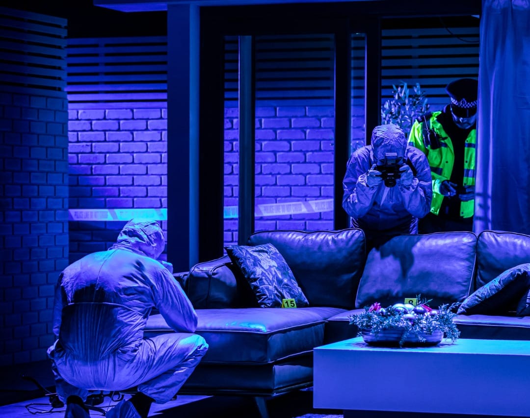 A production image from 'Murder at Midnight.'