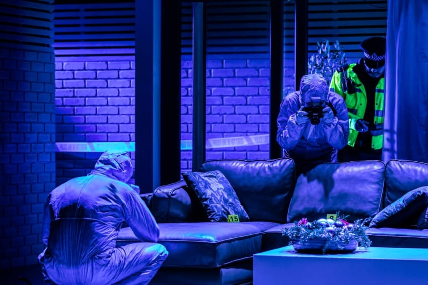 A production image from 'Murder at Midnight.'